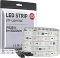 BTF-LIGHTING UL Listed WS2811 IC=RGB+IC Addressable Color RGB LED Strip,16.4FT 30LED/m 10Pixels/m,IP67 White PCB Flexible DC12V Chasing Effect for Indoor Home Decor(No Adapter or Controller)