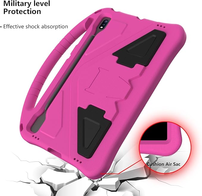 Kids Case for Samsung Galaxy Tab S10 Lite/S10 FE/S9 FE 10.9"/Tab S9/S8/S7 11", Techcircle Light Weight Shock Proof EVA Foam Handle Rugged Stand Protective Case, Rose