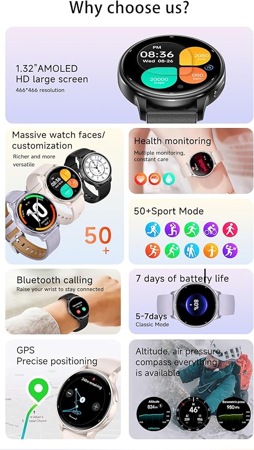 Fitness Tracker with Heart Rate Monitor Activity Tracker with Pedometer Smart Watch Sleep Monitor with Step Counter Calories Blood Oxygen Blood Pressure Monitor Make/Answer Call Health Tracker
