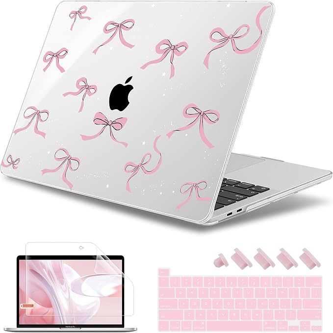 May Chen for MacBook Pro 16 inch A2141 2020 2019 Release, Screen Protector & Keyboard Cover Plastic Soft-Touch Case for MacBook Pro 16-inch with Touch Bar & Touch ID - Star Bows