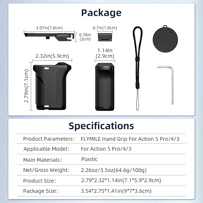 Grip Kit for DJI OSMO Action 5 Pro (for Original Cage), Handle Holder Expansion Mount DSLR Style with Shutter Button for DJI Osmo Action 5 Pro 4 3 Camera Accessories