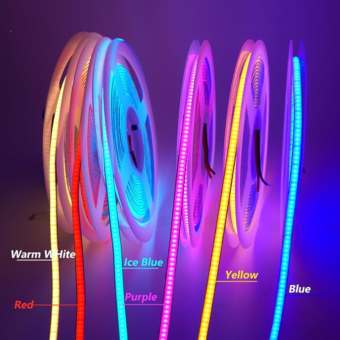5mm COB LED Strip,12V 400LEDs/m RA>90 High CRI LED Tape Light,Multiple Color Options, Cuttable Flexible,16.4FT 2000LEDs IP30 COB LED Light for Indoor House Kitchen Room Decor (Green)
