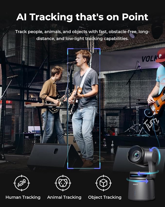 OBSBOT Tail Air NDI Streaming Camera 4K, AI Tracking PTZ Camera with Intelligent APP, Gesture Control, HDMI/USB-C/Wireless Webcam, Live Streaming Cameras (Tail Air (NDI Activated))