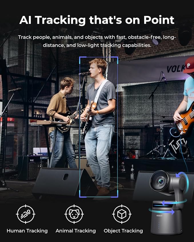 OBSBOT Tail Air & Smart Remote Combo, Streaming Camera with AI Tracking PTZ, Intelligent APP, Gesture Control, HDMI/USB-C/Wireless Webcam, Video Cameras for Filming, Worship, Content Creator, etc.