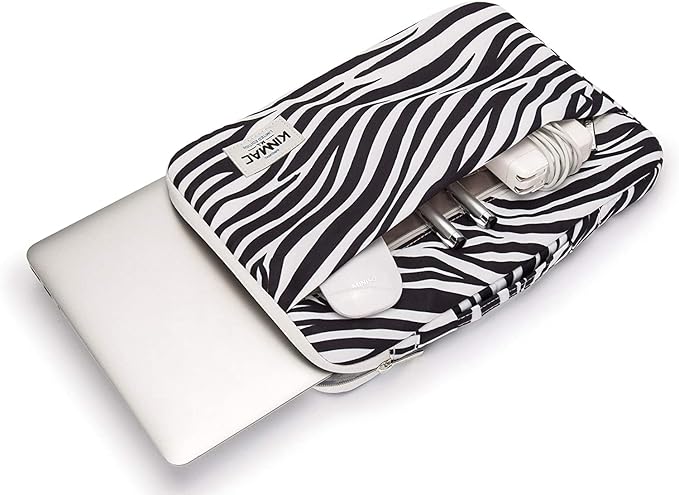 Kinmac 360 Degree Protective Laptop Sleeve Case Bag with Handle for MacBook Air 15 inch and 15 inch-15.6 inch HP Lenovo Dell ASUS Acer Notebook Computer (Zebra)