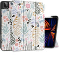 DONGKE Case for 2022/2021/2020/2018 iPad Pro 11 inch Gen 4/3/2/1 - Slim Protective Case - Built in Pencil Holder Support Charging - Trifold Stand & Sleep/Wake Cover - Tiny Flowers