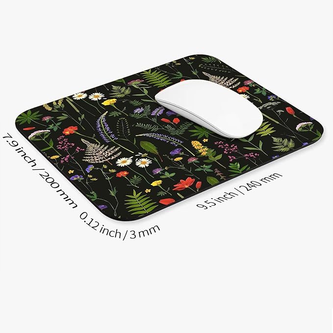 Square Mouse Pad Flowers,Personalized Premium-Textured Custom Mouse Mat Design,Washable Mousepad Cloth,Non-Slip Rubber Base Computer Mouse Pads for Wireless Mouse