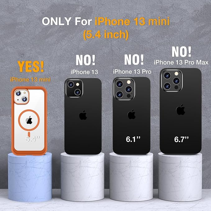 Miracase for iPhone 13 mini Case 5.4",Full-Body Protection,Clear Bumper Case with Built-in 9H Tempered Glass Screen Protector,Military-Grade Drop Protection Outdoor Phone Case for 13 mini,Orange