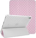 Lovmooful Compatible for iPad Air 6th 11-inch M2 (2024),iPad Air 5/4 (2022/2020 5th/4th Generation 10.9-Inch) Case with Pencil Holder Cute Polka Dot Design Soft TPU Trifold Stand Protective-Pink