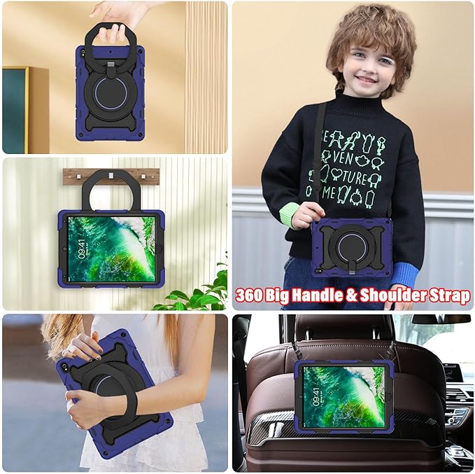 ROISKIN for iPad Pro 10.5 Case 2017/iPad Air 3rd Generation Case 2019, Rugged Heavy Duty Protective Cover with Screen Protector Pencil Holder, 360° Swivel Stand/Handle, Shoulder Strap for Kids