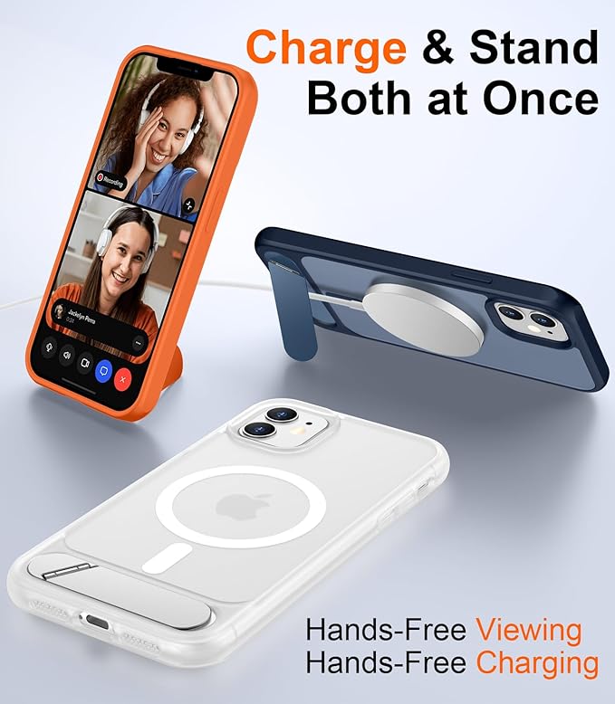 Magnetic Compatible with iPhone 11 Phone Case, [Built-in Invisible Kickstand][Compatible with MagSafe] [Military Grade Shockproof] Slim Translucent Matte Phone Case for iPhone 11 6.1"