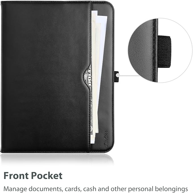 ProCase for iPad A16 11th Generation 11 Inch 2025/iPad 10th Generation Case 10.9 Inch 2022, iPad 11/10 PU Leather Case Business Stand Cover Smart Folio with Hand Strap Front Pocket Pen Loop -Black