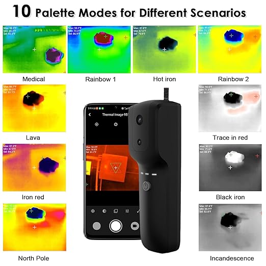 HOLDPEAK Wireless Thermal Imaging Camera for iOS/Android Phones, 256x192 IR Resolution with 1024x768 Visible Thermal Camera, -4°F to 1022°F Portable Heat Camera for Electrical Inspection, HVAC, Home