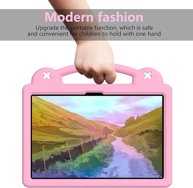 AKABEILA Compatible with Honor Pad 9 2023 12.1 inch Tablet Case, Kids Friendly Universal Lightweight Shockproof Protective Case with Shoulder Strap & Stand Handle & Pen Tray Pink