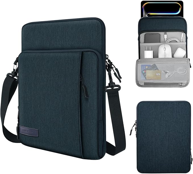 MoKo 10-13 Inch Tablet Sleeve Bag Carrying Case with Pockets Fits New 13-inch iPad Air M4 2026 & Pro M5,Pro 12.9/11,iPad 10th/Air 5/4th 10.9,i-Pad 7/8/9th 10.2, Galaxy Tab S8+/S9+ 12.4, Indigo