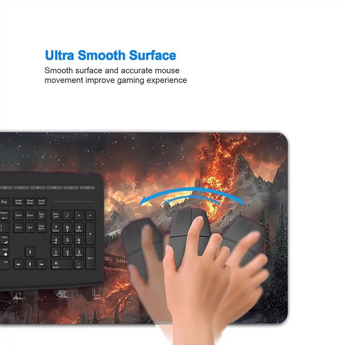 Train Mouse Pad Large Snow Mountain Lava Flow Ancient Bridge Large Mousepad Extended Laptop Keyboard Mat Gaming Desk Pad Mouse Mat Compatible with Computer, Laptop, and Keyboard 31.5x11.8 Inch