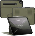 Zugu Case for iPad Pro 13 (M4/M5) 2024/2025, Slim Protective Cover with Apple Pencil Holder, Auto Wake/Sleep, Multiple Viewing Angles, iPad Pro 13 Inch Cover, Phone Protectors, Olive Green