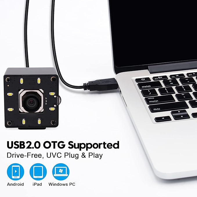 SVPRO 12MP USB Camera with Light, 4K 30fps/1080P 120fps High Speed Lightburn Camera, IMX577 Low Light USB External Computer Webcam with Wide Angle for PC Laptop,Linux,Windows,Android,MacOS