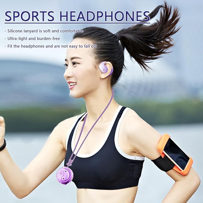 Earphone Wireless Bluetooth, OWS Hanging Bluetooth 5.4 Earphones, Open Ear Headset Ball - Portable and Comfortable, HiFi Stereo Sound Headphones Noise Cancelling Running Sport (Purple)