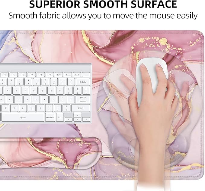 LATEEFAH Mouse Pad with Wrist Rest, Large Mouse Pad, Ergonomic Gaming Desk Pad Keyboard Wrist Rest Set, 4-in-1 Desk Mat Keyboard Mat for Home, Office