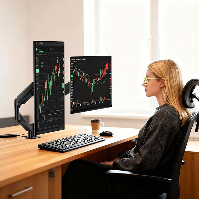 WALI Dual Monitor Mount for 13-27 inch Screens, Dual Monitor Arms for 2 Monitors Holds 19.8 lbs, Adjustable Dual Monitor Stand for Desk, VESA Mount 75x75/100x100mm (GSMP002), Black