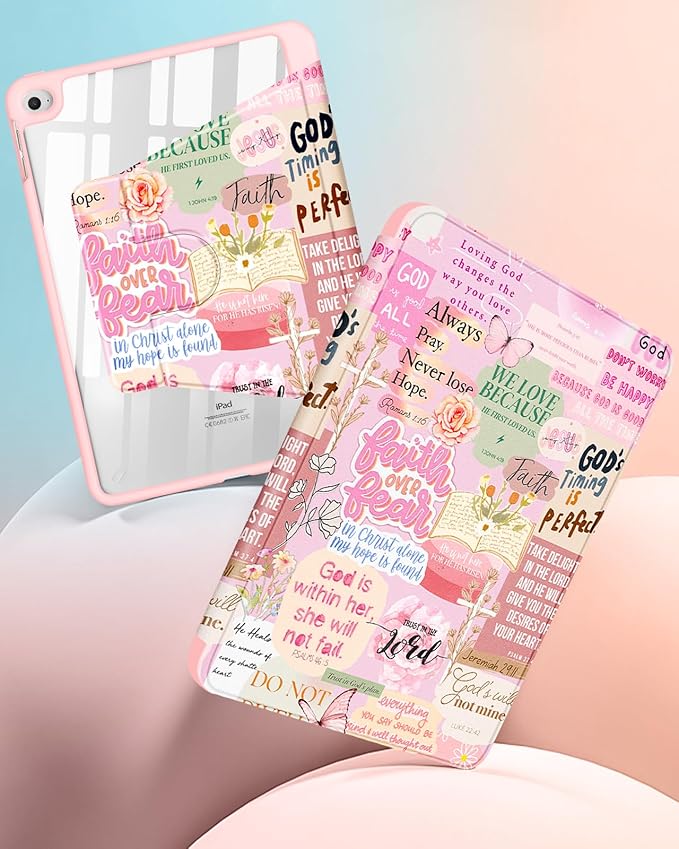 Uppuppy for iPad mini 4 Case for iPad mini 5th Generation Case - 360 Rotating Stand Folio Smart Cover with Pencil Holder for Women Girls, Christian Words for Apple Tablet Mini 7.9 inch 2019/2015