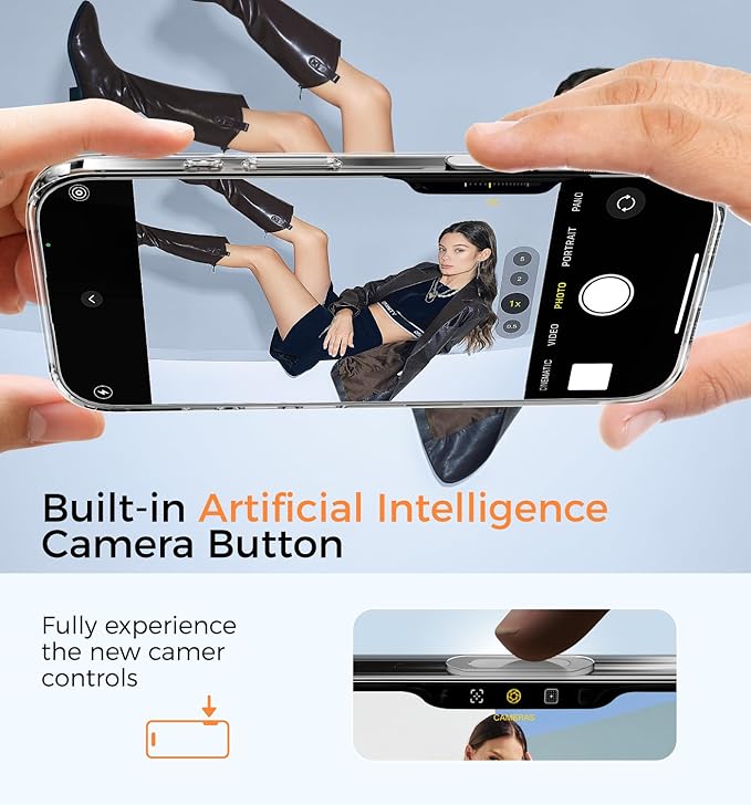 MAGIC JOHN 360° Rotatable Magnetic Invisible Stand for iPhone 16 Pro Case [Camera Control Button] [Compatible with MagSafe] 16FT Shockproof for iPhone 16 Pro Case 6.3'' with Kickstand, Clear