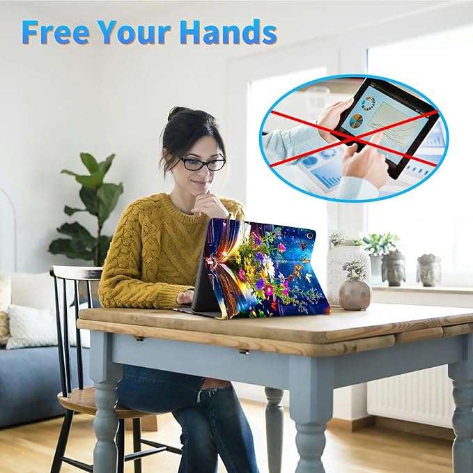 for Amazon Kindle Fire Max 11 (13th Generation, 2023 Release) 11" Tablet Case, Slim Kickstand Stand Leather Smart Cover with Auto Wake/Sleep, Book Flower