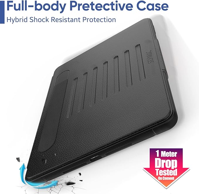 SEYMAC stock Case for iPad 9th/8th/7th Generation 10.2'', Strong Magnetic Auto Sleep Shockproof Case with Absorbing Multi-Angles Stand, Pen Holder, Card Slot (Black)