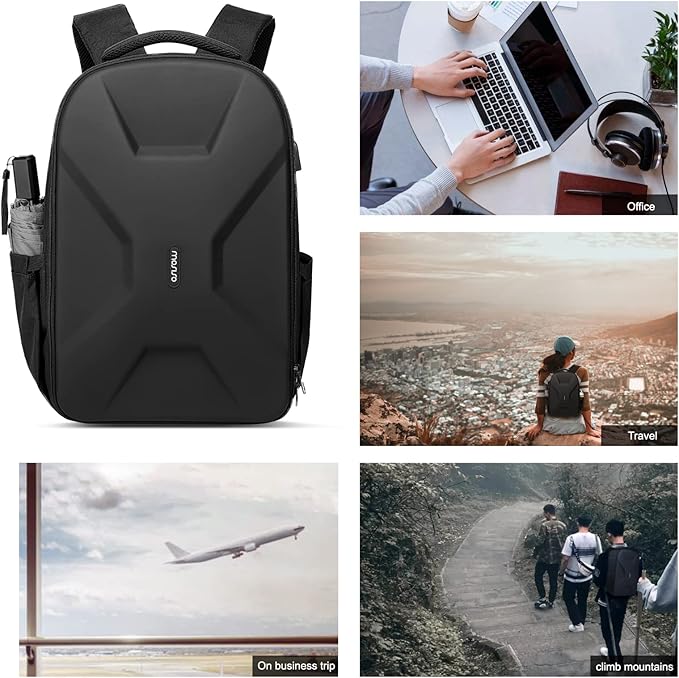 MOSISO 15.6-16 inch 35L Laptop Backpack with USB Charging Port for Women Men, Waterproof Hardshell Travel Business Computer Bag, Anti-Theft Daypack with Luggage Strap, Black