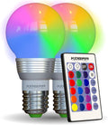 Kobra LED Color Changing Light Bulb with Remote Control - 16 Different Color Choices Smooth, Fade, Flash or Strobe Mode - Smart Remote Lightbulb - RGB & Multi Colored