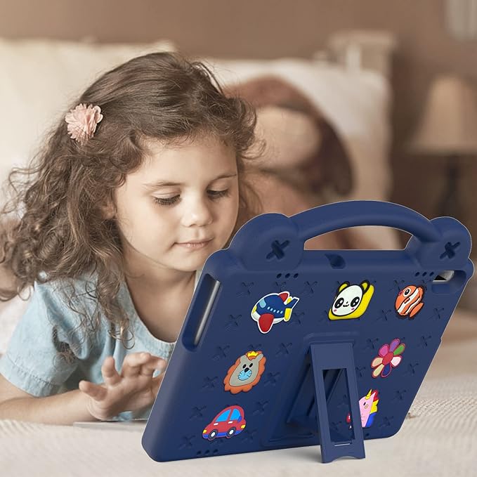 AKABEILA Compatible with Huawei MediaPad T5 10.1/Lenovo Tab M10/Lenovo Tab P10 Tablet Case, Kids Lightweight Shockproof Protective Case with Shoulder Strap & Stand Handle - Navy Blue