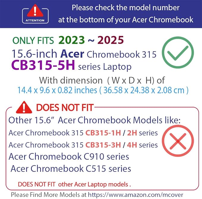 mCover Case ONLY Compatible for 2023-2025 15.6" Acer Chromebook 315 CB315-5H Series Notebook Computer (NOT Fitting Any Other Acer Models) - Green