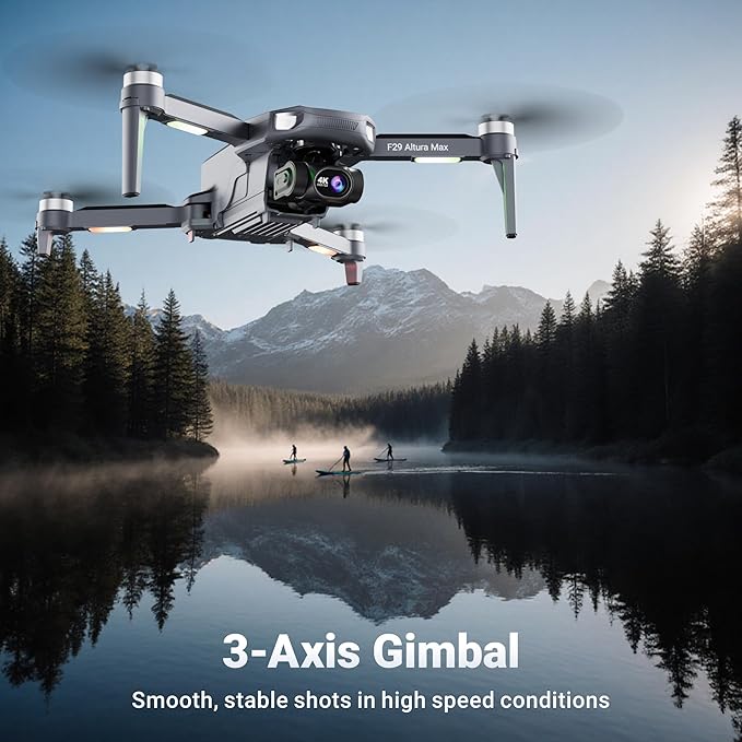 Contixo Foldable 4K Cinematic F29 Drone for Adults & Hobbyists, 3-Axis Gimbal, 5" Touchscreen Remote, GPS Return Home, Follow Me, Orbit Mode, Brushless Motor, 46 Min Flight Time (2 Batteries), 3KM Range