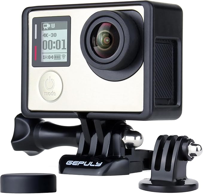 GEPULY Frame Mount Protective Housing Case with Bracket Accessories and Lens Cap for GoPro Hero 3, Hero3+, Hero 4 Black Silver Cameras