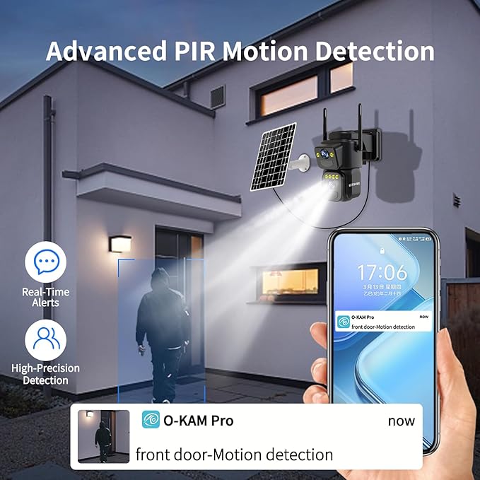 LETSCEE Security Cameras Outdoor WiFi,5G/2.4G Cameras for Home Security Solar Power with Dual Lens,Motion Detection,Night Vision,2-Way Audio,Weather Proof,No Subscription Fee