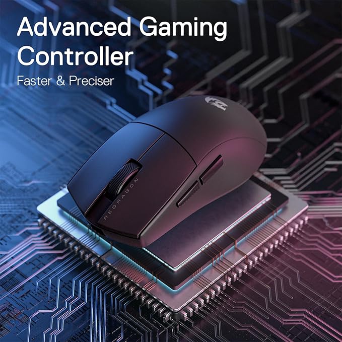 Redragon M916 Wireless Gaming Mouse, 49G Ultra-Light 8K DPI 2.4G Wireless Gaming Mouse w/Ergonomic Natural Grip Build, Full Programmable Buttons, Software Supports DIY Keybinds & DPI