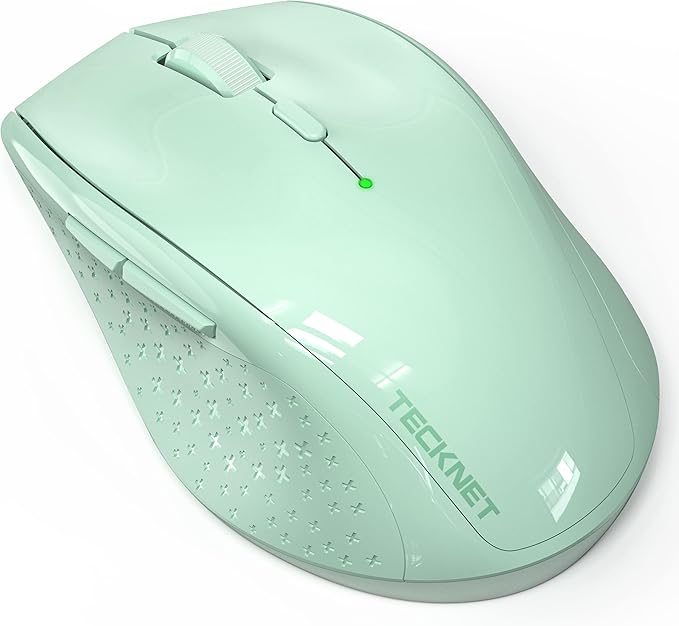 TECKNET Wireless Mouse, 2.4G USB Computer Mouse with 6-Level Adjustable 4800 DPI, 30 Months Battery, Ergonomic Grips, 6 Buttons Portable for PC, Chromebook, Mac - Green