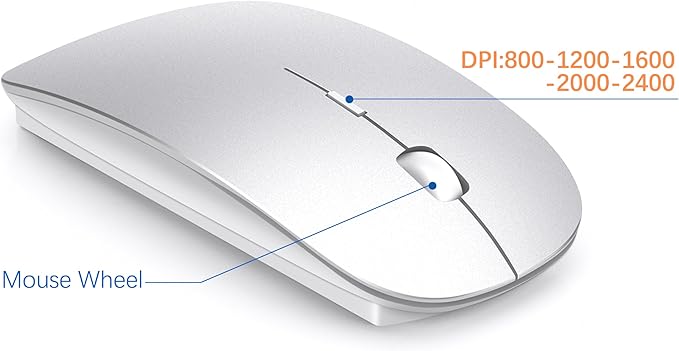 TopMate Wireless Keyboard and Mouse Ultra Slim Combo, 2.4G Silent Compact USB 2400DPI Mouse and Scissor Switch Keyboard Set with Cover, Batteries Included, for PC/Laptop/Windows/Mac - Silver White