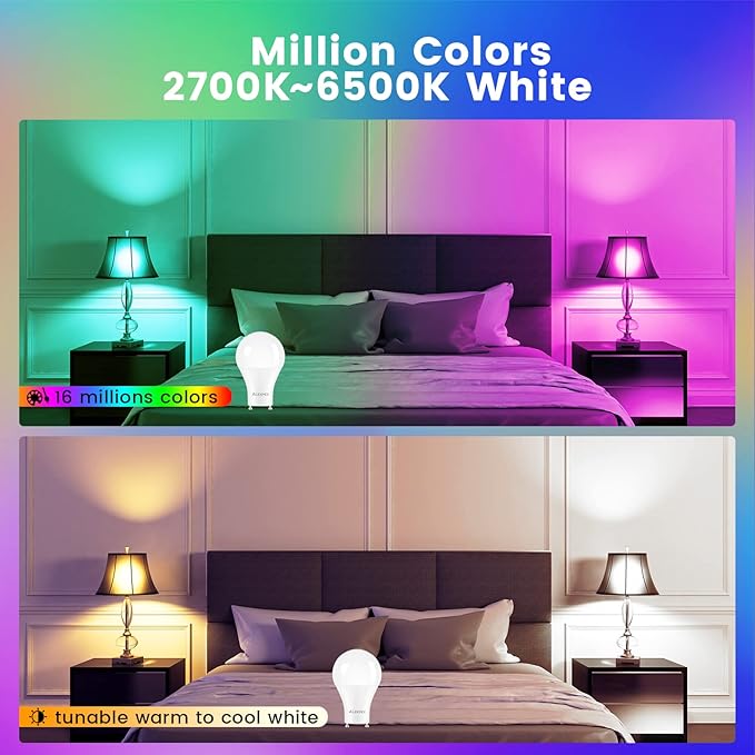 OHLUX GU24 Smart Light Bulbs Compatible with Alexa, 10W 900LM Super Bright RGBCW Color Changing LED Bulb, 120V 100W Halogen Replacement, 2 Pack