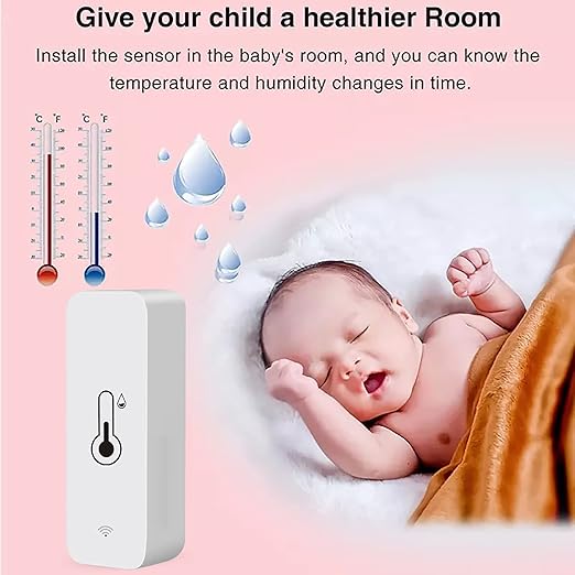 WiFi Thermometer Hygrometer Sensor, Wireless Temperature and Humidity Sensor for Indoor and Outdoor Use with Remote App Notification Alarm, Works with The Tuya App (1 Pack)
