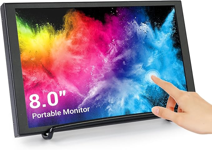 ELECROW 8 Inch Touchscreen Monitor, 1280x800 IPS LCD HD Display with Stand, Portable Capacitive Touch Screen Compatible for Raspberry Pi 3/4/5, Win 11/10/8/7, Jetson Nano, laptops, Game Consoles