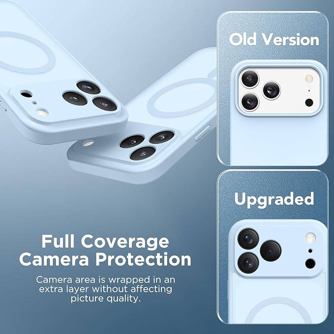 CAPRARO Magnetic for iPhone 17 Pro Case, Upgraded [Full Camera Protection] [Compatible with MagSafe] Protective Translucent Matte Women Girl Phone Case Cover, Light Blue
