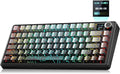 LEOBOG x Aula F75 MAX Wireless Gaming Keyboard w/Smart Display & Knob,75% Hot Swappable Custom Mechanical Keyboard, RGB Backlit,Pre-lubed Linear Switches,Side Printed PBT Topographic Keycaps(Grey)