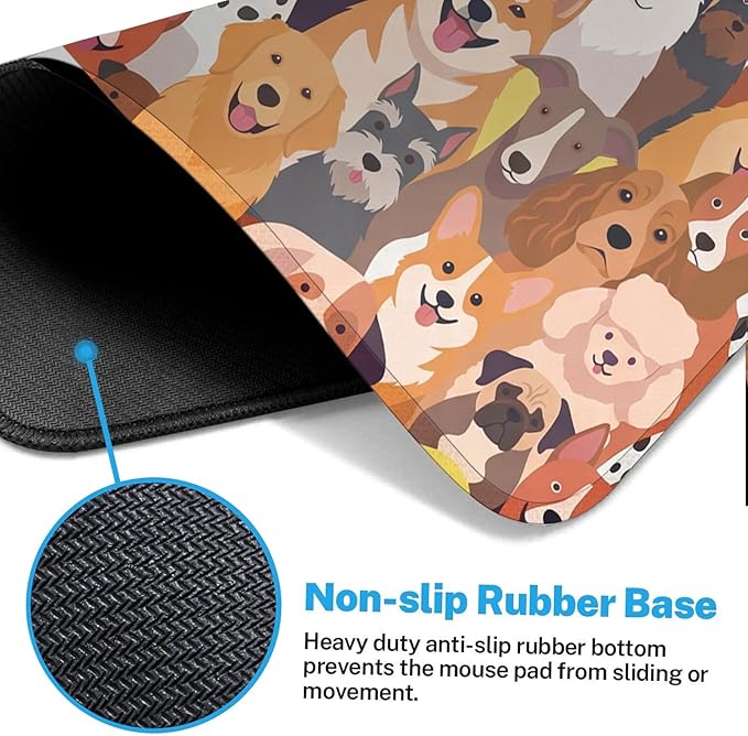 Britimes Large Gaming Mouse Pad Cute Dog Non-Slip Desk Pad Keyboard and Mouse Desk Mat for Gamer, Office & Home, 31.5 x 15.7 in