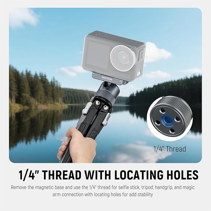 NEEWER Magnetic Camera Mount Compatible with DJI Osmo 360 / Action 5 Pro/4/3, 360° Quick Release Ball Head Adapter Mount 1/4" Thread for POV Shots, Camera Cage, Selfie Stick, Tripod, AC013 Dark Gray