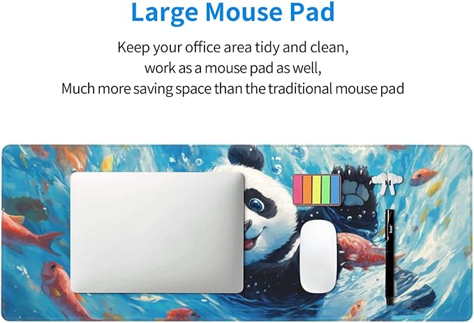 Cute Panda Mouse Pad XL Large Mousepad Non Slip Rubber Base Desk Mat for Laptop Computer Gaming 31.5" X 12"