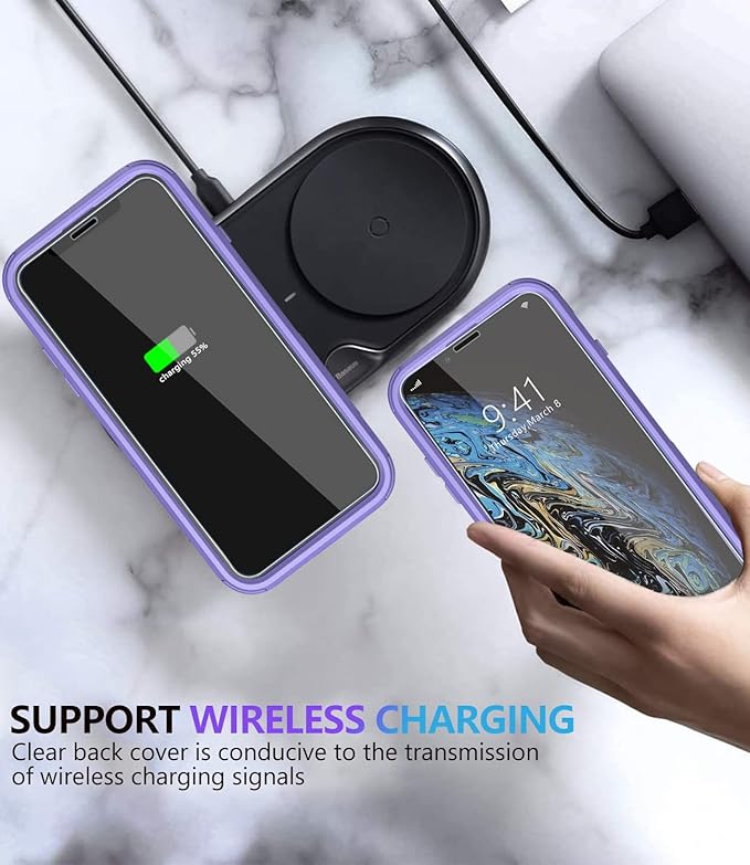 Diverbox for iPhone X Case/iPhone Xs Case [Shockproof] [Dropproof] [Tempered Glass Screen Protector ] Heavy Duty Protection Phone Case Cover for Apple iPhone X/XS (Purple)