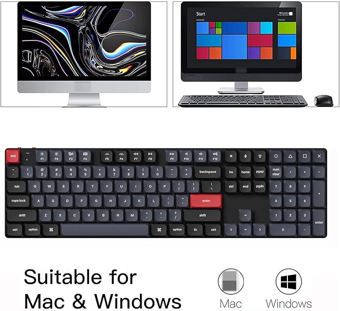 Keychron K5 Pro QMK/VIA Custom Wireless Mechanical Keyboard, Hot-Swappable Full Size Layout 108 Keys Programmable, Ultra-Slim RGB Low Profile Brown Switch, Bluetooth/USB-C for Mac Windows Linux