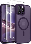 CAPRARO Magnetic for iPhone 13 Pro Case, [Compatible with MagSafe] [Full Camera Protection] Shockproof Protective Slim Translucent Matte Phone Case for iPhone 13 Pro 6.1'', Deep Purple